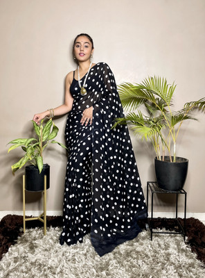 Leelavati Printed Daily Wear Georgette Saree(Black)