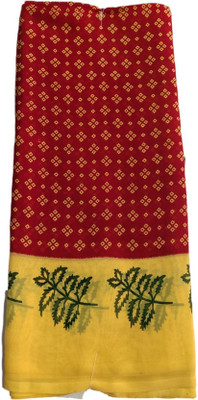 om Shakti Digital Print Bandhani Chiffon Saree(Red)