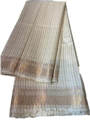 GR Handloom Checkered Bollywood Art Silk Saree(Green)