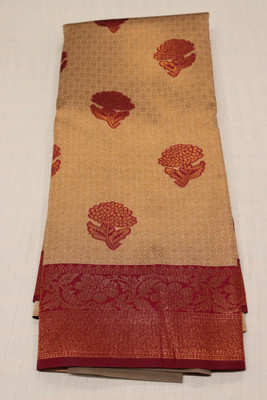 UtkrishtIndia Floral Print Daily Wear Pure Silk Saree(Maroon)