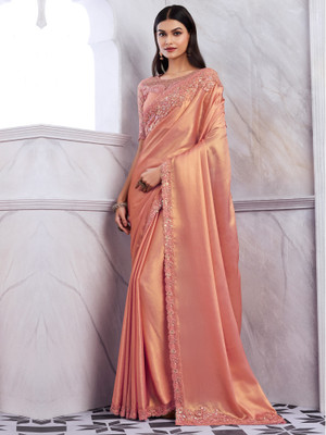 Divastri Embellished Bollywood Georgette Saree(Orange)