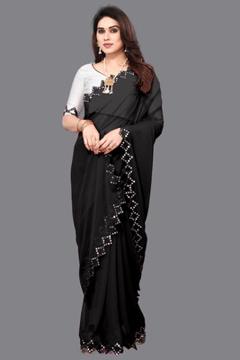 SHELDROM MART Embellished Bollywood Georgette Saree(Black)