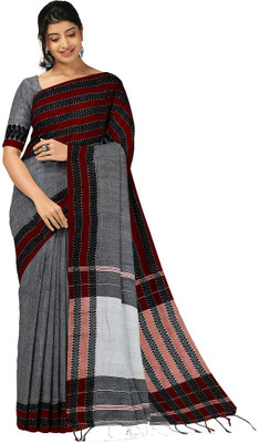 Joyguru Textile Self Design Tant Pure Cotton Saree(Grey)