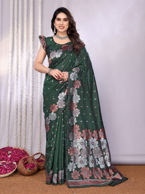 UDANI ENTERPRISE Printed Bollywood Art Silk Saree(Green)