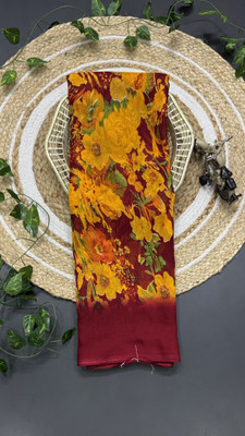 RegalDrapes Printed Daily Wear Georgette Saree(Red)