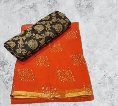 JiproStore Self Design Banarasi Chiffon Saree(Black)