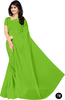 STAVA CREATION Solid/Plain Bollywood Georgette Saree(Light Green)