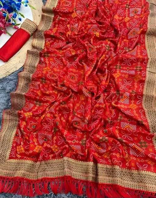 harshit designer Printed Daily Wear Georgette Saree(Red, Brown)