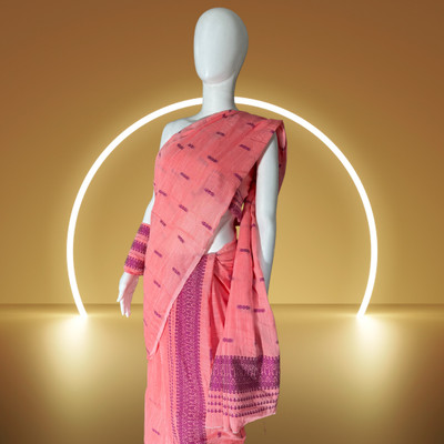 Mugaara Woven Mekhela Chador Cotton Blend Saree(Orange)