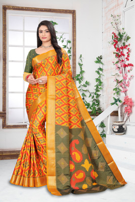 Fashion Max Self Design Patola Art Silk Saree(Multicolor)