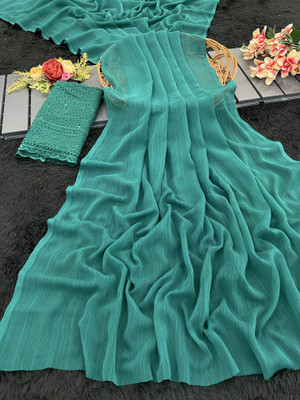 Sanskriti Synthetics Embellished Bollywood Georgette Saree(Green)