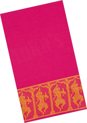 Veerammal Self Design Handloom Pure Cotton Saree(Pink)