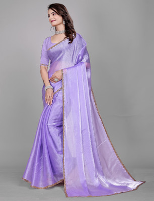 VISHNU Woven Bollywood Jimmy choo, Chiffon Saree(Purple)