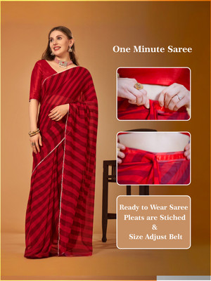 PMD Fashion Polka Print, Printed, Blocked Printed, Digital Print, Color Block Bollywood Georgette Saree(Maroon)