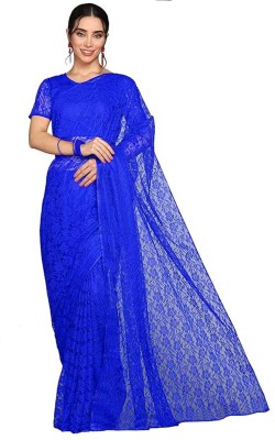 Sammi Collections Self Design Bollywood Net Saree(Blue)