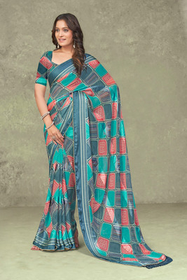 Nandita Printed Bollywood Satin Saree(Multicolor)