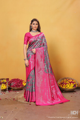 Yogik Creation Digital Print Kanjivaram Art Silk Saree(Pink)