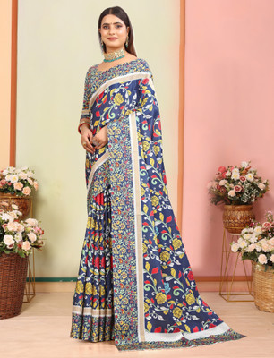 VISHNU Printed Kanjivaram Pure Cotton, Cotton Silk Saree(Multicolor)