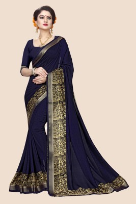 PinkEVE Printed Bollywood Georgette Saree(Dark Blue)