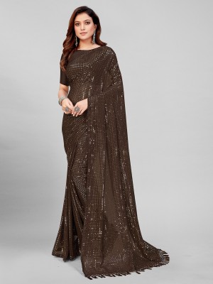 Granthva Fab Embellished Bollywood Georgette Saree(Brown)