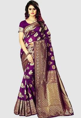 signagraph Woven Kanjivaram Pure Silk Saree(Purple)