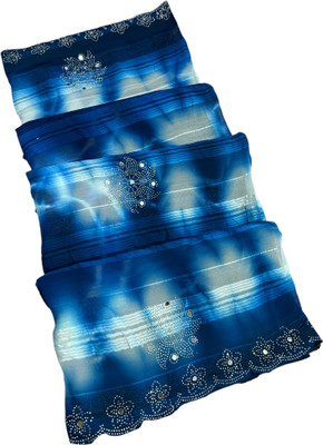 MINE CHOICE Printed, Self Design Bollywood Georgette Saree(Blue)