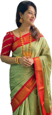 Seco paithni Woven Paithani Art Silk Saree(Light Green)