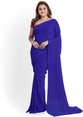 HouseOfCommon Solid/Plain Bollywood Pure Silk Saree(Light Blue)