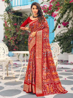 Divastri Printed Daily Wear Art Silk Saree(Red)