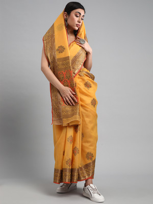 Divastri Woven Banarasi Silk Blend Saree(Yellow)