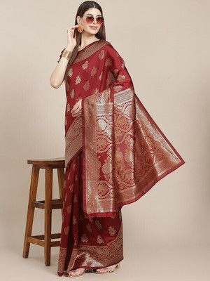 SHRIMAY Woven Kanjivaram Silk Blend Saree(Multicolor)