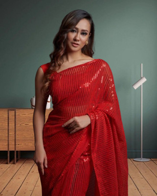 JAYAMENTERPRISE Digital Print Bollywood Georgette Saree(Red)