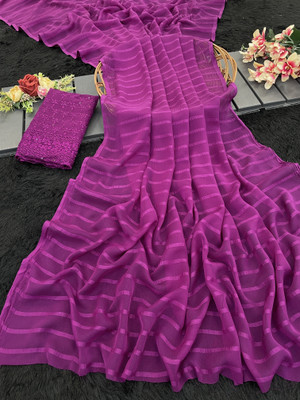 Sanskriti Synthetics Embellished Bollywood Chiffon Saree(Magenta)