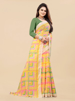 PHORIA STYLE Printed Bollywood Georgette, Chiffon Saree(Yellow)