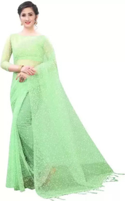 Suali Embellished Bollywood Net Saree(Light Green)