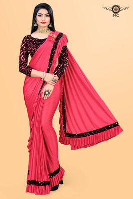 KASHYAP ART Embellished Bollywood Lycra Blend Saree(Multicolor)