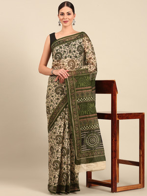 SHANVIKA Printed Daily Wear Pure Cotton Saree(Beige)