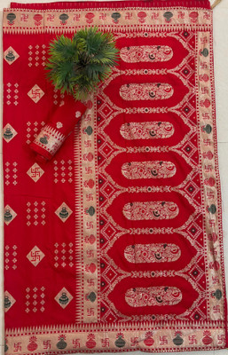 PANKHUDI FASHION Printed Bollywood Silk Blend Saree(Red)