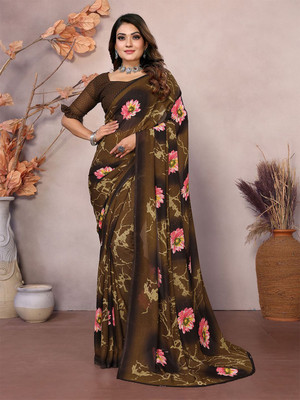 Moda Rapido Printed, Self Design Daily Wear Georgette Saree(Green)
