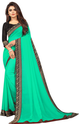 Queen worth Solid/Plain Bollywood Georgette Saree(Multicolor)