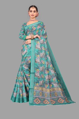 R V Enterprise Self Design Bollywood Cotton Silk Saree(Light Blue)