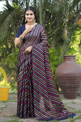 Kanooda Prints Woven Leheria Net Saree(Multicolor)