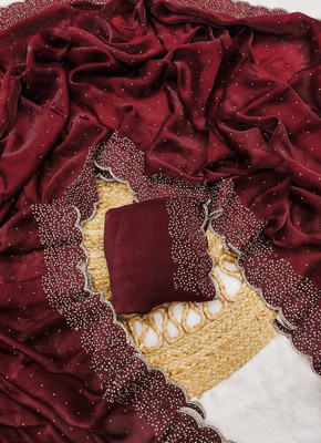JENNVIA Self Design Daily Wear Jimmy choo Saree(Maroon)