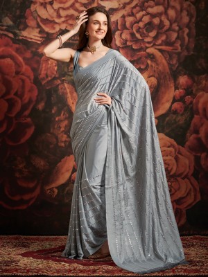 Divastri Embellished Bollywood Georgette Saree(Grey)