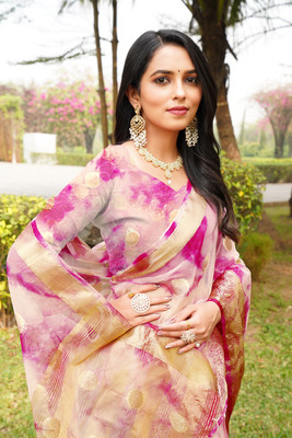 Aarunika SKT Self Design Bollywood Organza Saree(Pink)