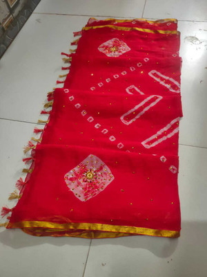 NeeLKANTH ENTERPRISE Embellished Bandhani Chiffon Saree(Red)