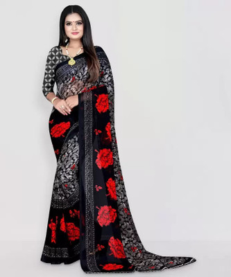 Suali Printed Bollywood Georgette Saree(Black)