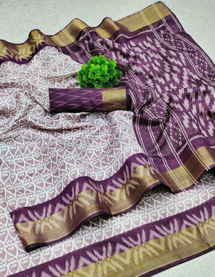 VL Creation Solid/Plain Bollywood Cotton Blend Saree(Purple)