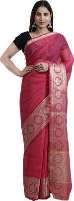 RAJGLOBAL Solid/Plain Chanderi Chanderi Saree(Red)