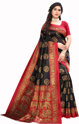 Saadhvi Digital Print Banarasi Georgette Saree(Black)